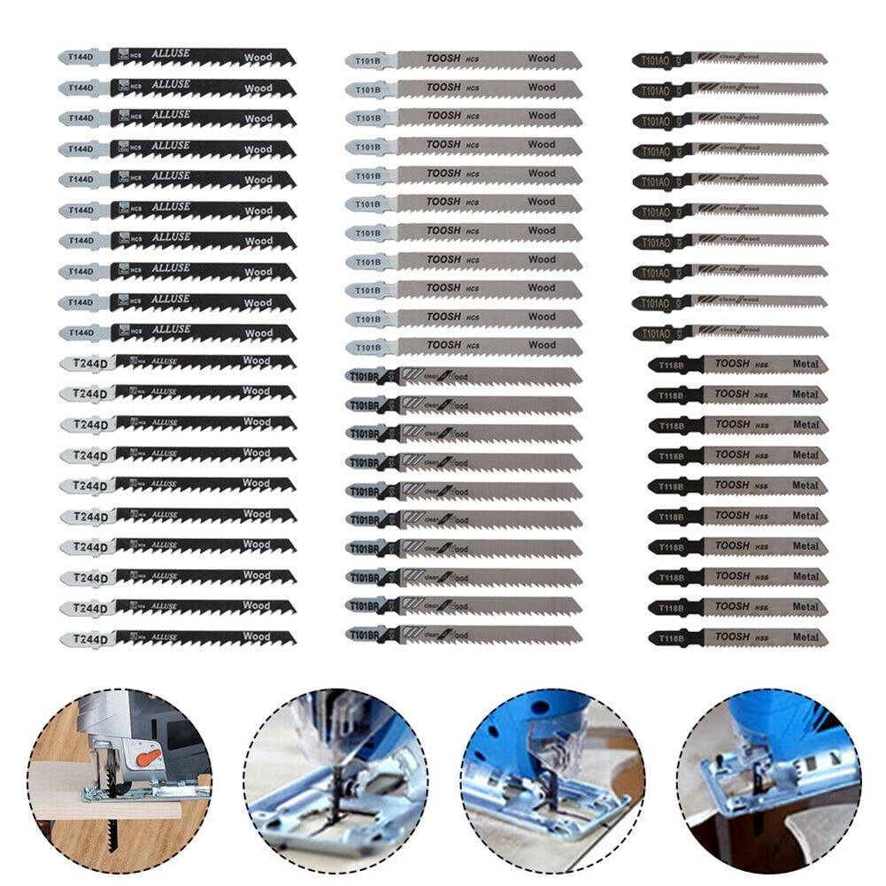 60Pcs Jig Saw Jigsaw Blades Set Kit Metalen Hout Diverse Blades T-Schacht Voor Bosch Power Houtbewerking Jig zagen Geschikt Voor Meest