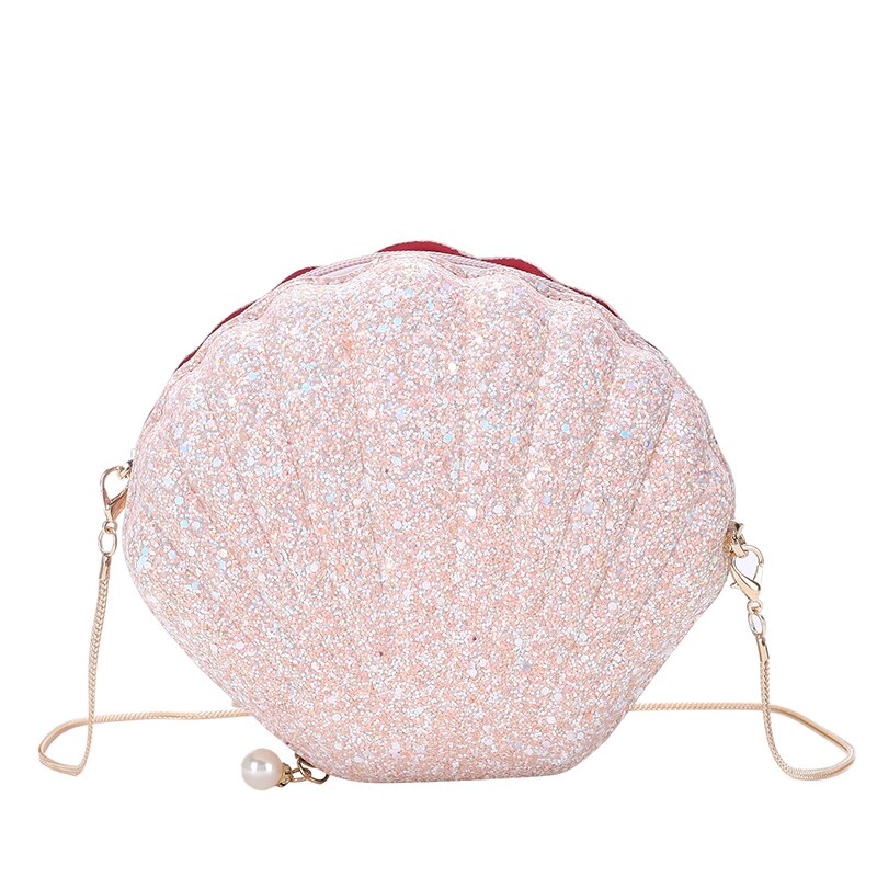 Paljettväska skalväska sommar läder handväska dam kedja axel messenger bag crossbody bolsos mujer