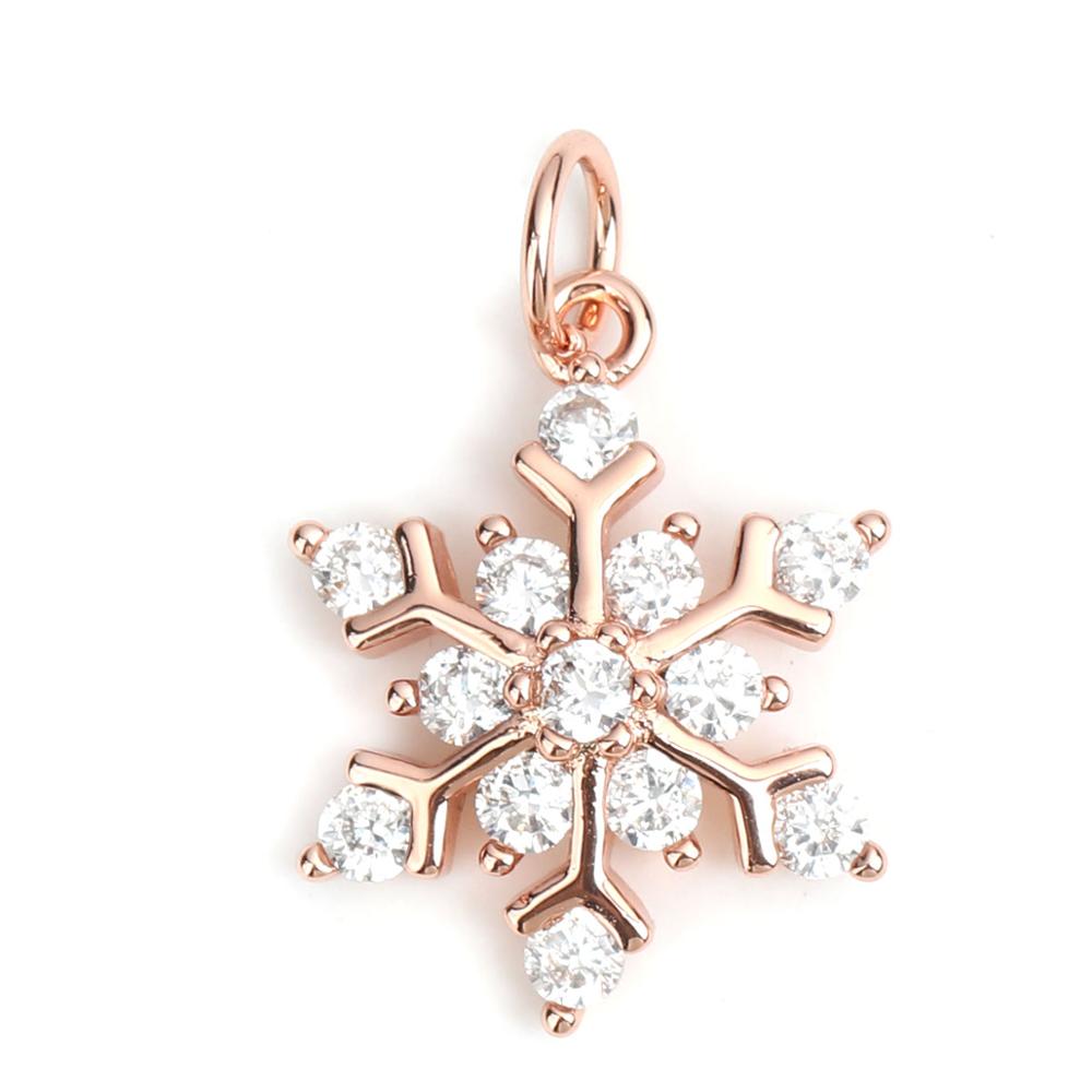 DoreenBox Serie Di Natale Pendenti E Ciondoli Ciondolo In Oro Rosa Bianco di Strass Fiocco di Neve Del Pendente di Rame per il FAI DA TE Monili Che Fanno 20x14mm 1PC: Rosa Color Oro