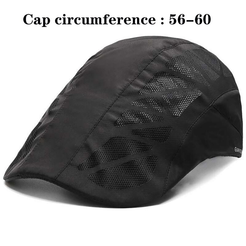 Men's Hat Berets Cap Golf Driving Summer Sun Cap Cotton Mesh Berets Caps for Men Casual Peaked Hat: Adult black B