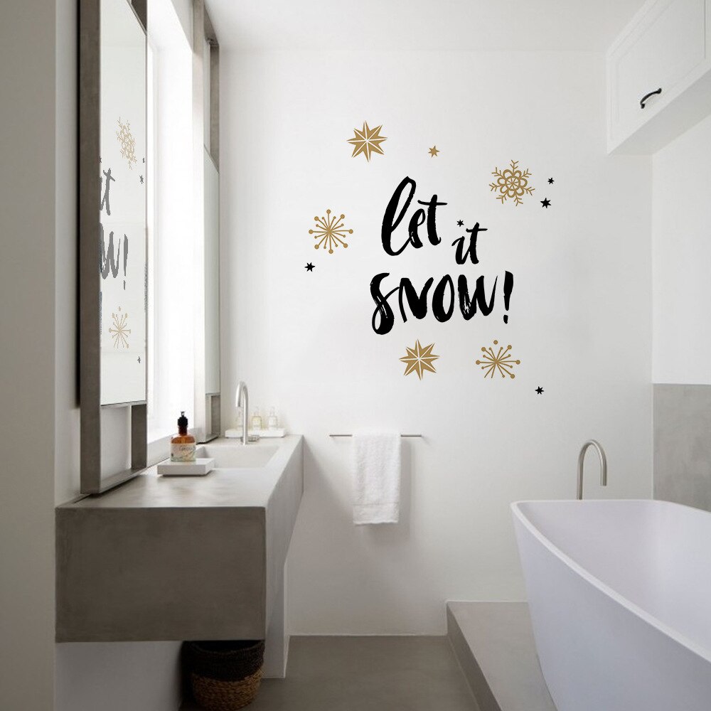 Laat Het Sneeuw Quotes Muursticker Voor Shop Bar Huis Glas Decoratie Thuis Sticker Witte Kerst Festival Seizoen Pvc Muurschildering art