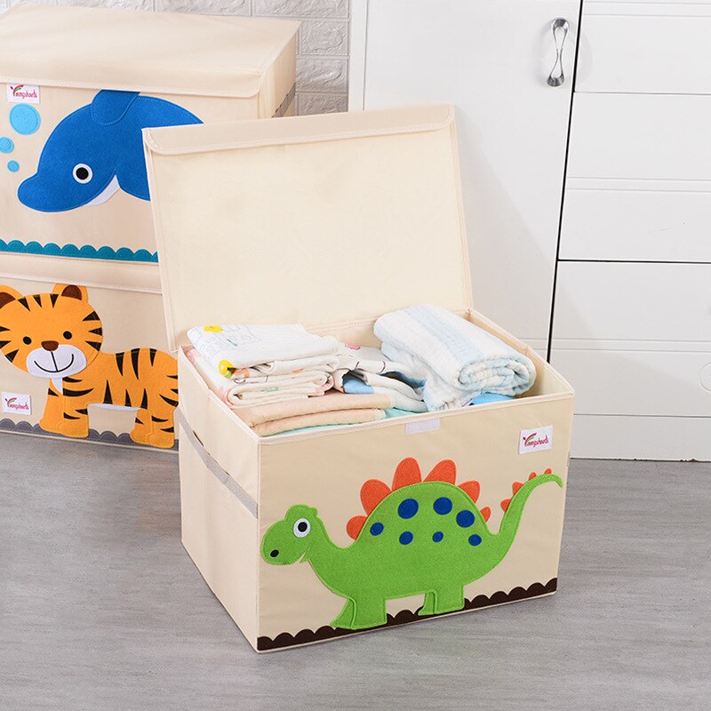 Cube Folding Storage Box Cute Cartoon Animal Storage Basket Felt Cloth Fabric Foldable Storage Bins For Nursery Toys Organizers