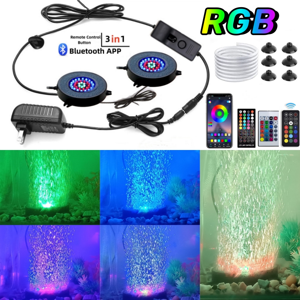 Ip68 Waterdicht Rgb Led Onderwater Licht 36Leds Dc 12V Aquascaping Zuurstofrijke Bellenlamp 21K 24K 40K Afstandsbediening
