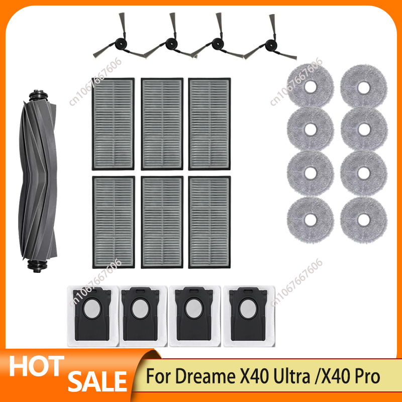 Dreame X40 Ultra / L40 Ultra/MOVA P50 Pro Ultra/ MOVA P10 Pro ultra Parts Roller Side Brush Hepa Filter Dust Bag Accessories: WHITE