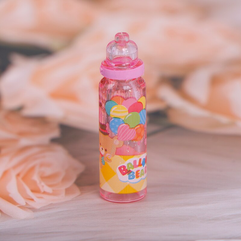 1Pcs Doll House Miniature Plastic Cartoon Milk Bottle Drink Model Props Decorate