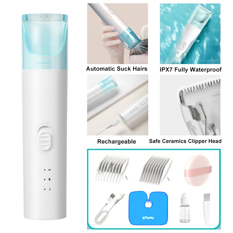 Electric Quiet Trimmer Baby Hair Clipper Child Hair Clippers Child Silent Cutting Machine Kids Infant Women Pet Hair Shaver: White
