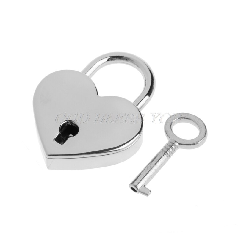 Hjerteform vintage gammel antik stil mini archaize hængelåse nøglelås med nøgle: S