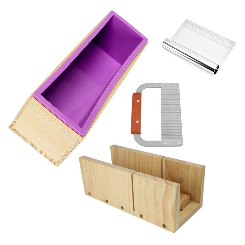 -5Pcs Silicone Mold Wooden Box Bread Cake Making Machine Paper Cutter Slicer Mold Handmade Soap Candle Cutting Tool