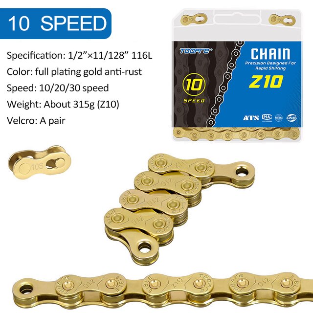 MTB Road Bike Bicycle Chain Single speed 6 7 8 9 10 11 12Speed Z X8 X9 X10 X11 X12 Velocidade TI Gold Silver Chains 116 Links: gold 10S