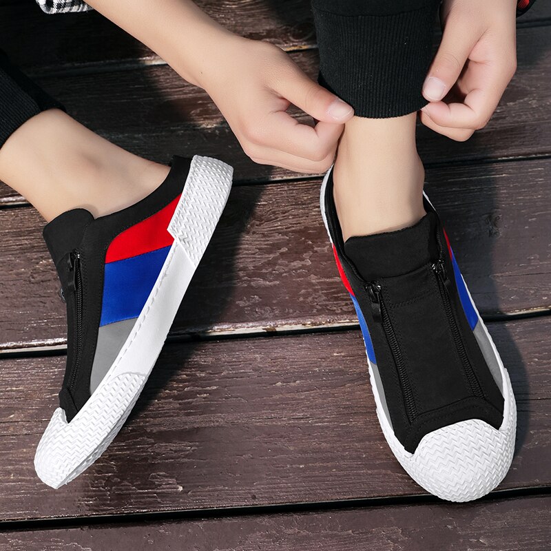 Men Colorful Canvas Shoes Outdoor Breathable Light High Footwear Cloth Casual Sneakers Half slippers
