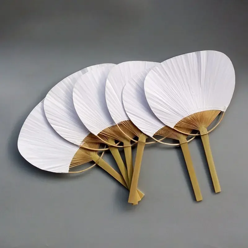 10/20/50pcs Pai Pai Bambu Pure White Bamboo Handle Blank Calligraphy Painting Blank Group Fan White Fan Summer