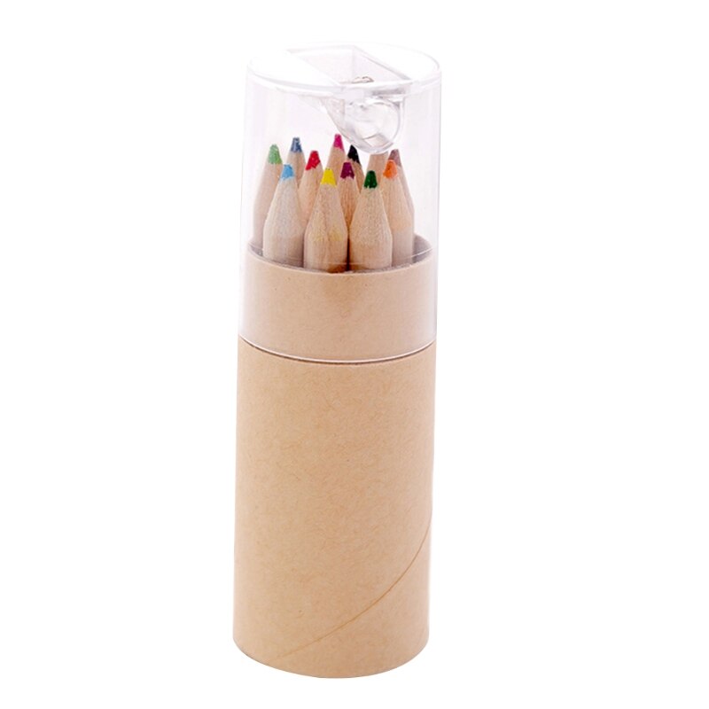 12 Kleuren High-Graded Gekleurde Potloden Draagbare Pocket Kleuringspotlood Set Met Puntenslijper Student Tekening Levert: White
