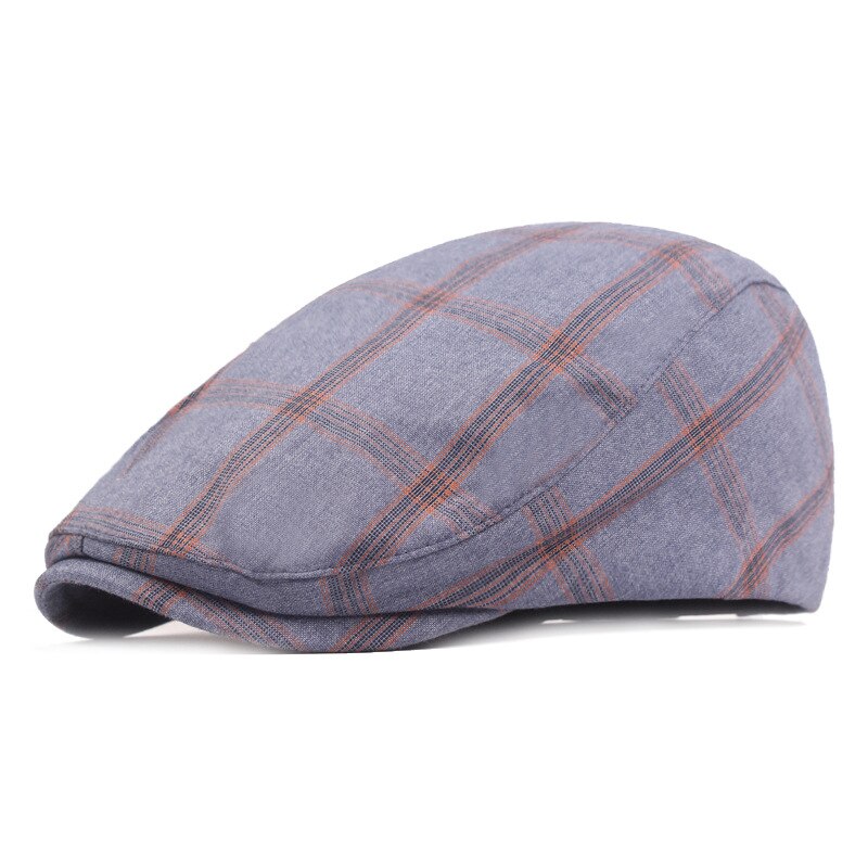 QBHAT-boina de algodón a cuadros para hombre y mujer, sombrero de hiedra para Newsboy, informal, plano, para conducir, Golf, gorra de arte juvenil, Simple: Orange plaid
