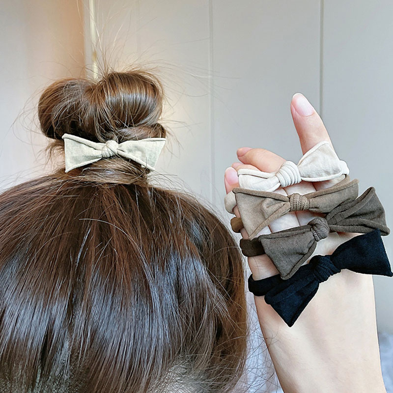 5 stk/sæt kvinder piger farverige sløjfe nylon elastiske hårbånd søde hår slips gummibånd scrunchie hårtilbehør