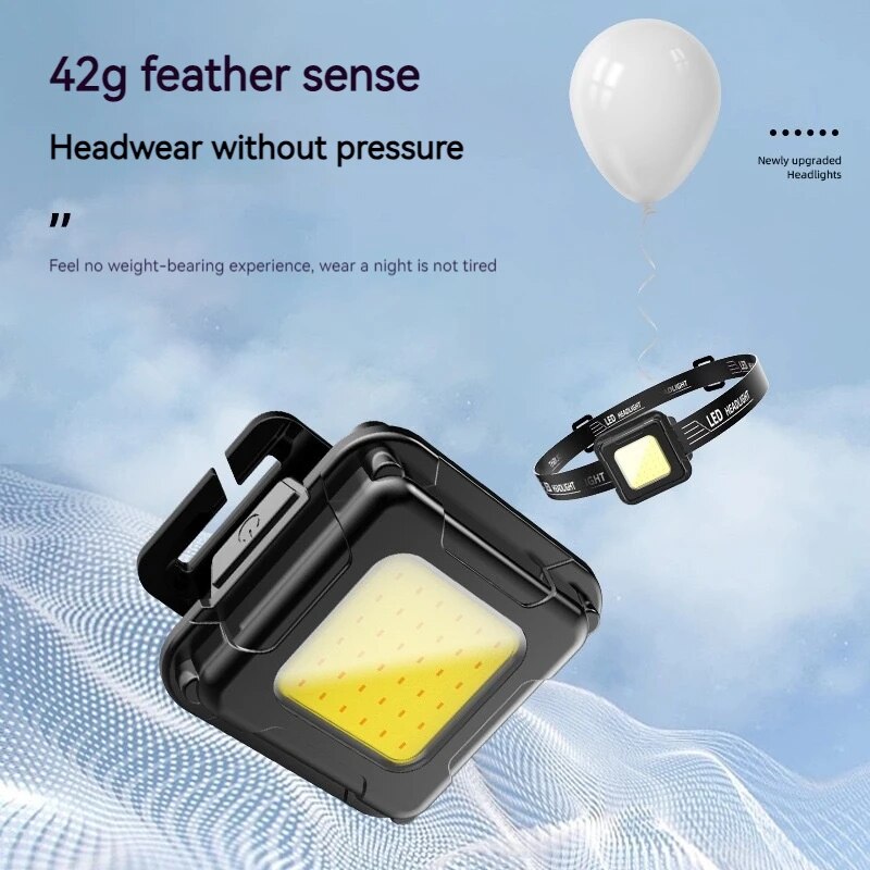Kraftige cob led-forlygter mini edc nøglering pandelampe genopladelig vandtæt udendørs camping fiskeri bærbar arbejdslommelygte