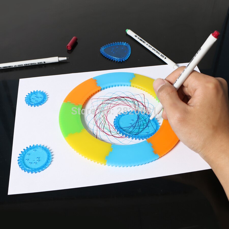 Spirograph skinne samle tegnesæt 31 stk maling farvelægning spil spiral design pædagogisk interesse spor tegne legetøj