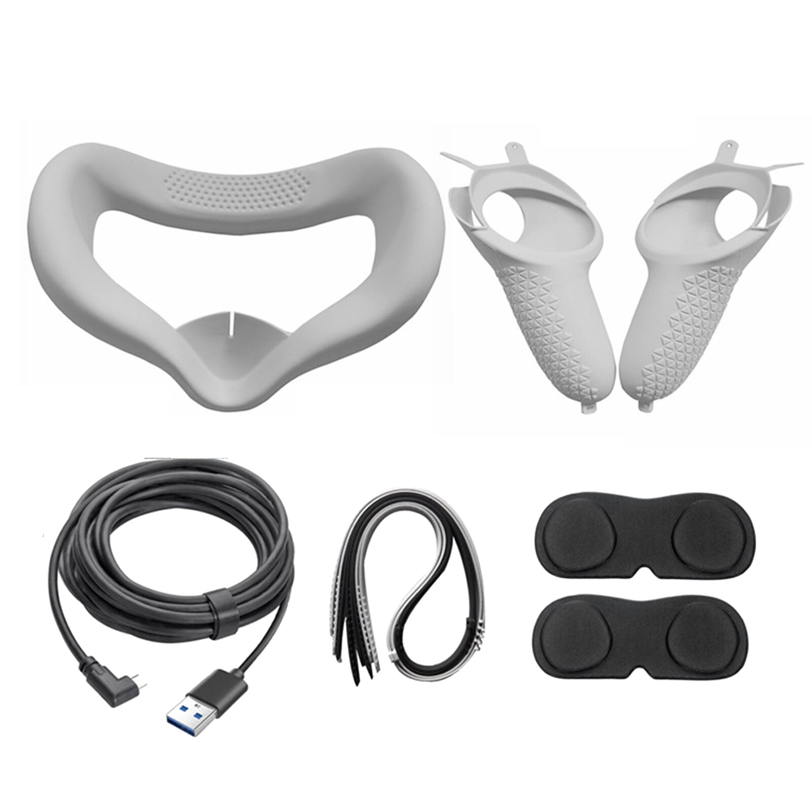 Voor Oculus Quest 2 Vr Headset Cover Oogmasker Lens Cover 10ft 5M Link Data Kabel Set Zachte Siliconen vr Accessoires Set