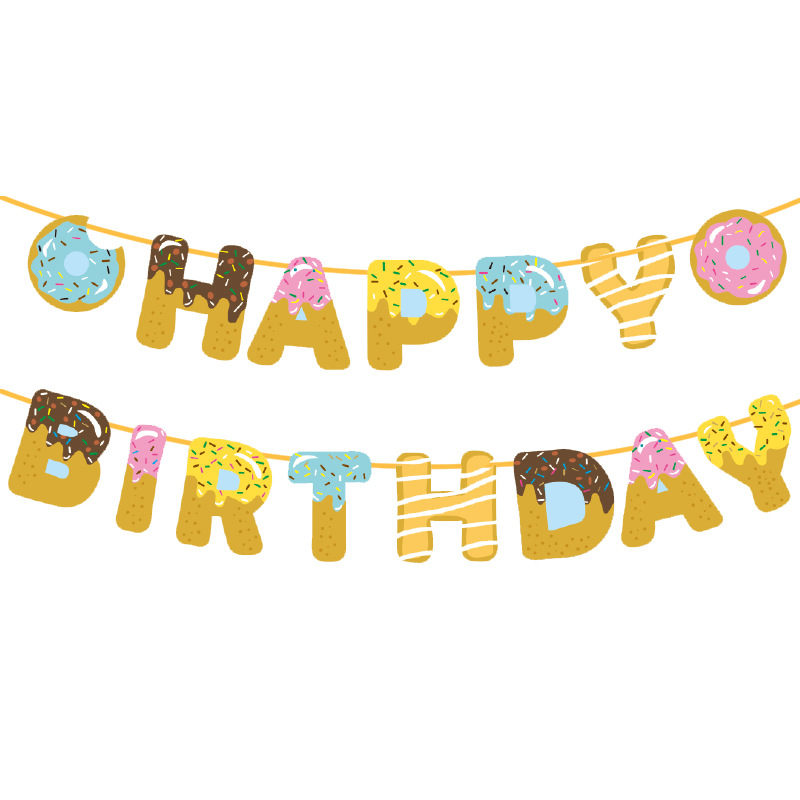 Adorno para tarta de cumpleaños con forma de donut para bebé, primer año, dos dulces decoración para magdalenas: Negro