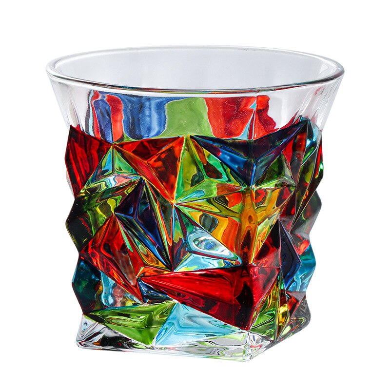 Whiskey Glass Cup Beer Vodka Mug Handmade Stained Shot Glass Espresso Coffee Mug Cocktail Wine Tumbler Bar Barware