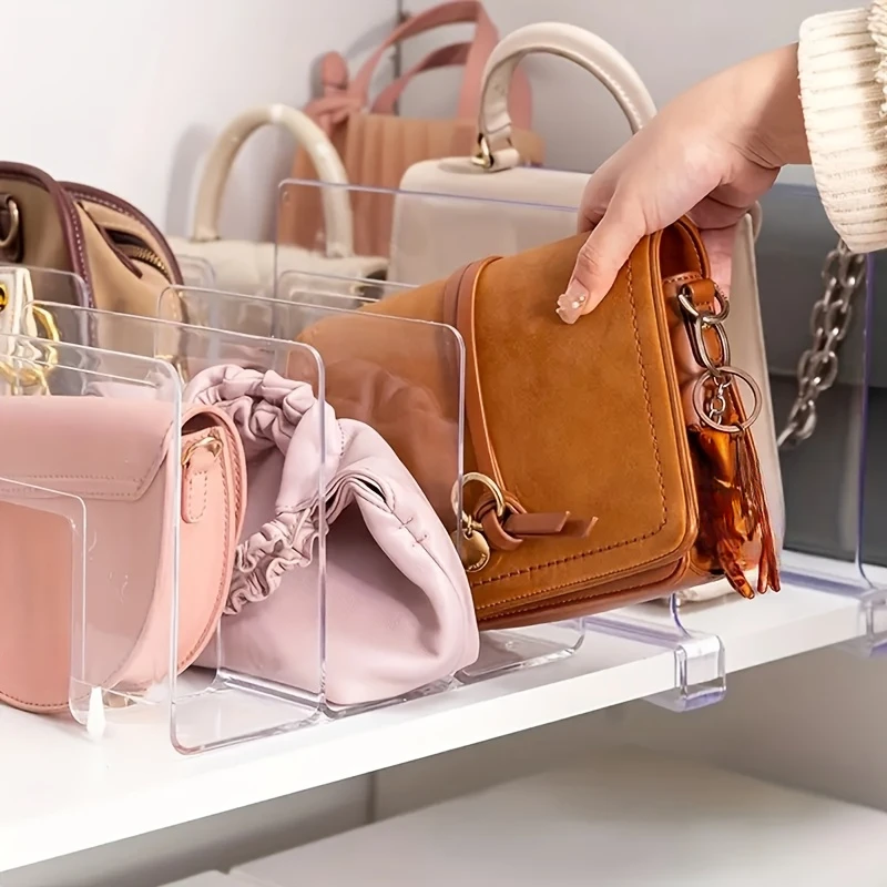 Doorzichtige plastic portemonnee handtas organisator 4-delige tas kast plankverdeler portemonnee displaystandaard handtas opslag organisator houder