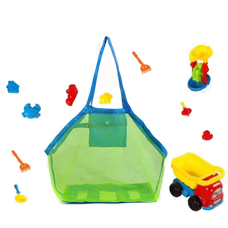 Portable Foldable Kids Beach Toys Mesh Bag Children Bath Beach Toys Pouch Bag Child Baby Large Mesh Tote Baskets Storage Bag