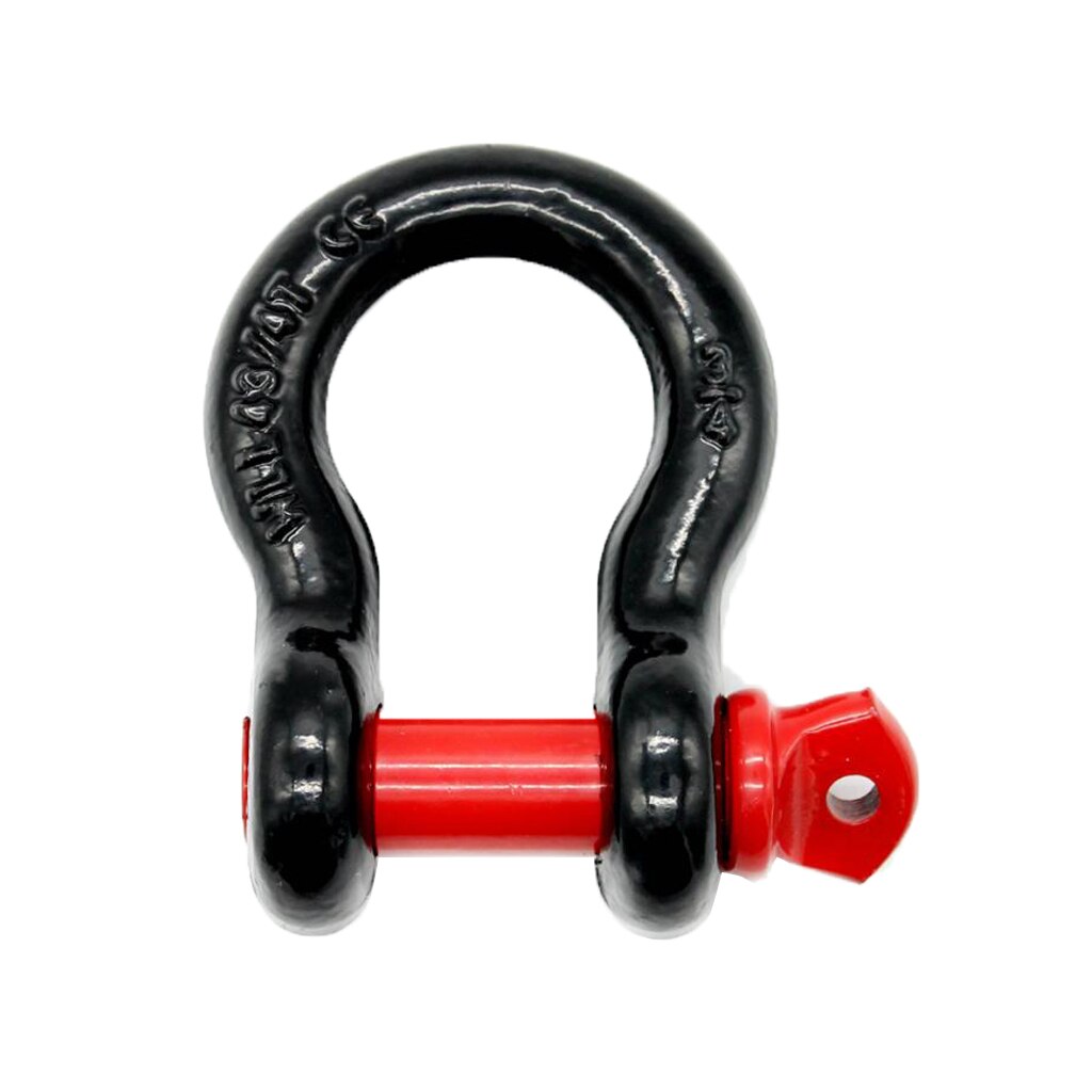 3/4" Bumper Tow Trailer Hook 4.75 Ton D-Ring Bow Shackle Red+Black