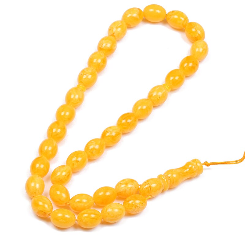 Esb merk gele kleur ovale kralen maat 11*14mm islamitische rozenkrans 33 stuks islamitische tasbih gebedskralen armbanden ia -mr078