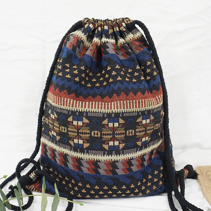 LilyHood damski plecak z tkaniny żeński cygański czeski boho chic Aztec Ibiza Tribal etniczny Ibiza brązowy plecak ze sznurkiem torby: NO 7