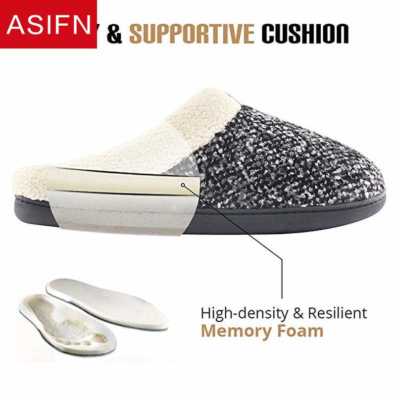 Asifn Mannen Thuis Gezellige Traagschuim Slippers Met Bont Warm Indoor Man Basic Antislip Winter Slippers Sepatu Pria mannen Schoenen