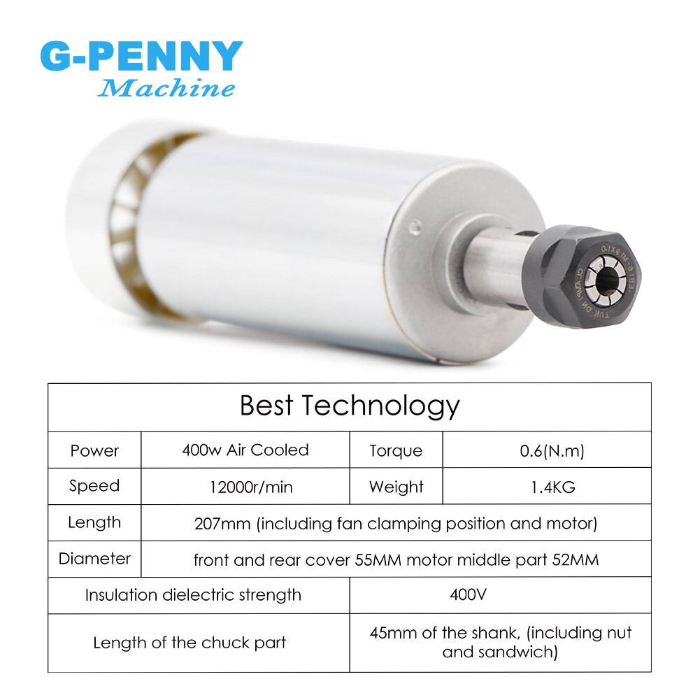 400w ER16 ER11 High Speed CNC Spindle motor 400w Air Cooled Spindle motor PCB Spindle for engraving milling cnc router machine
