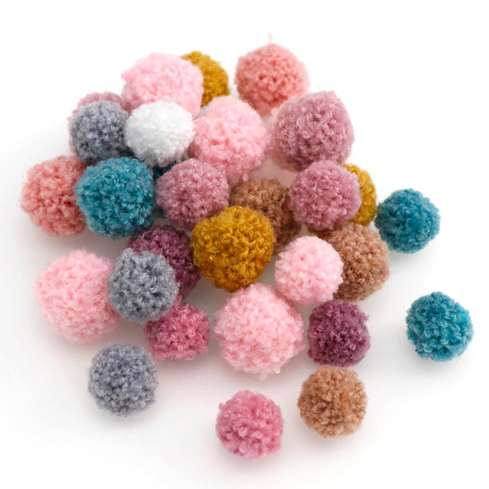 50 stk koreanske skærmblondebolde pom pom plysbolde 15mm/20mm mini frynser strikket stof håndlavet gør-det-selv håndværk hovedbeklædning bryllup dekoration