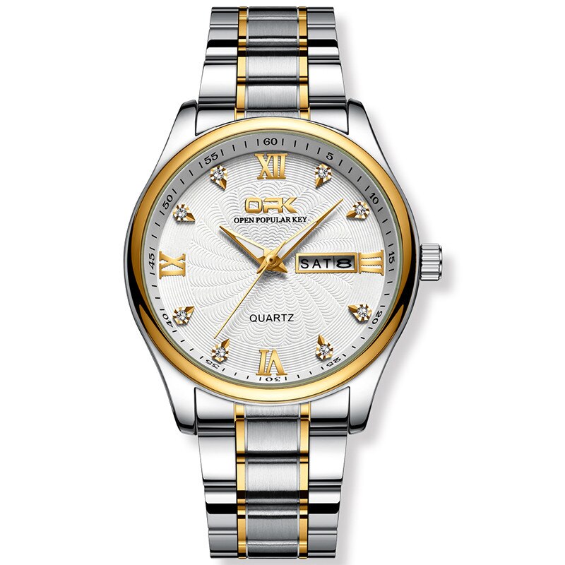 OPK montre Couple montre Quartz montres Simple montre de luxe étanche affaires montre-bracelet lumière confortable pour amant montre: Men-White
