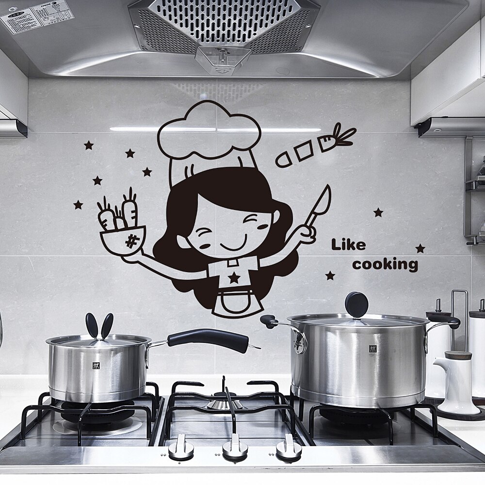 1pc Kitchen Cook Wall Sticker DIY Wall Art Decal Decoration Removable Cabinet Door Wall Decal Mural House Decoration