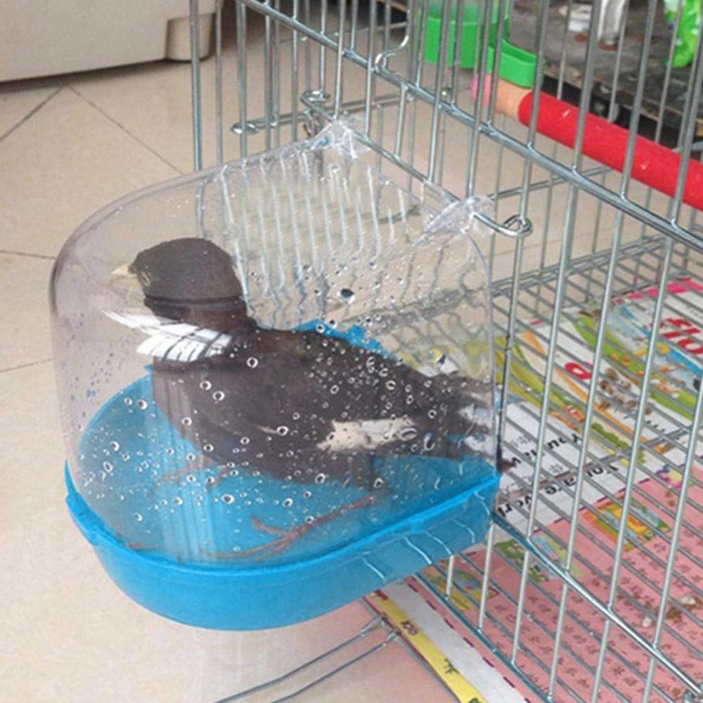 50%HOTPet Bird Parrot Transparent Bathing Tub Bathtub Shower Box Hanging Cage Decor