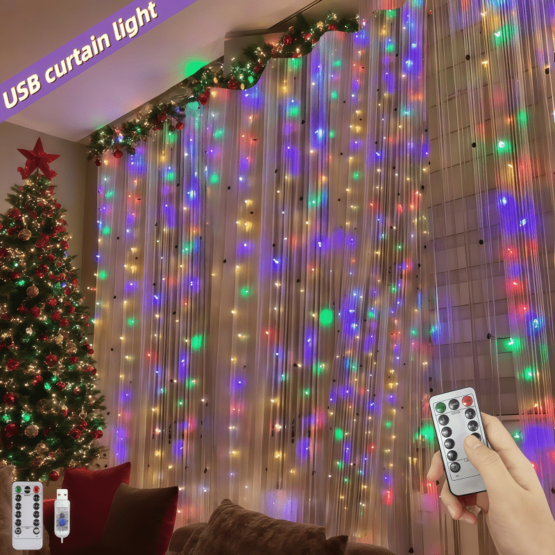 Guirnaldas de luces con Control remoto USB para el hogar, lámpara de Año , 8 modos, guirnalda de luces LED para dormitorio, cortina, decoración de boda y Navidad: L / Verde oliva