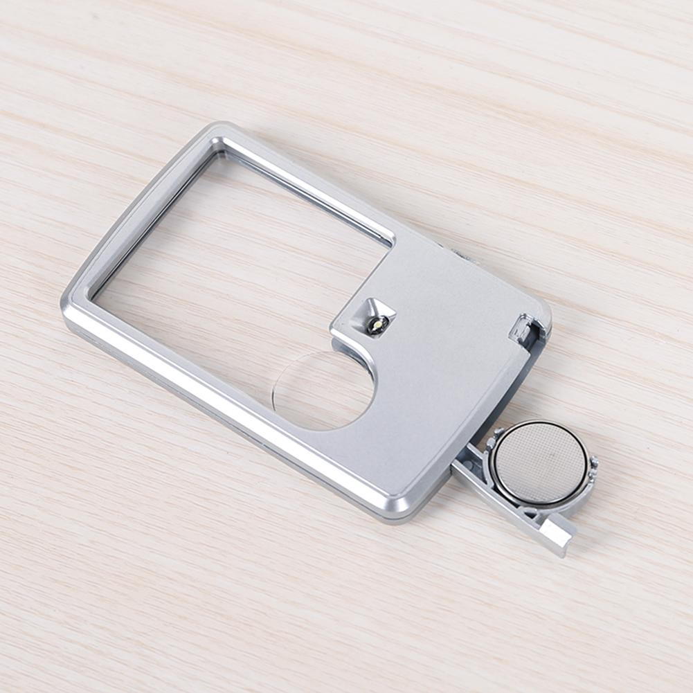Credit Card Led Magnifier Loupe With Light Leather Case Magnifying Glass Ultra-Thin Portable Square With LED Light