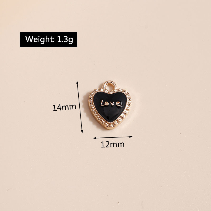10 Uds. De dijes de corazón esmaltados de 4 colores para accesorios de joyería, abalorios de amor con letras DIY, collares hechos a mano, colgantes, fabricación de pendientes