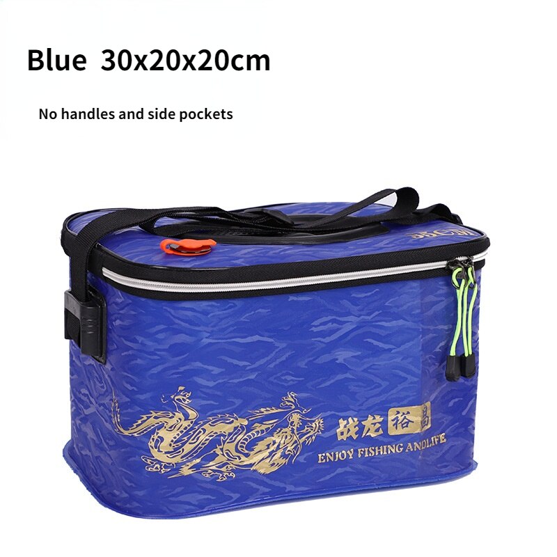 eva thickened folding fish box fishing tackle barrel integrated fishing box: Blue  30cm