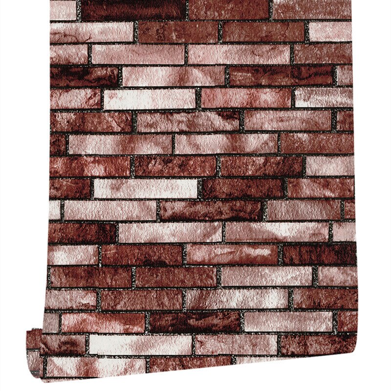 self-adhesive wallpaperRetro brick pattern waterproof scrubable antiquerestaurant hotel background wall dormitory wall sticker: Light Khaki / 45cmx3m