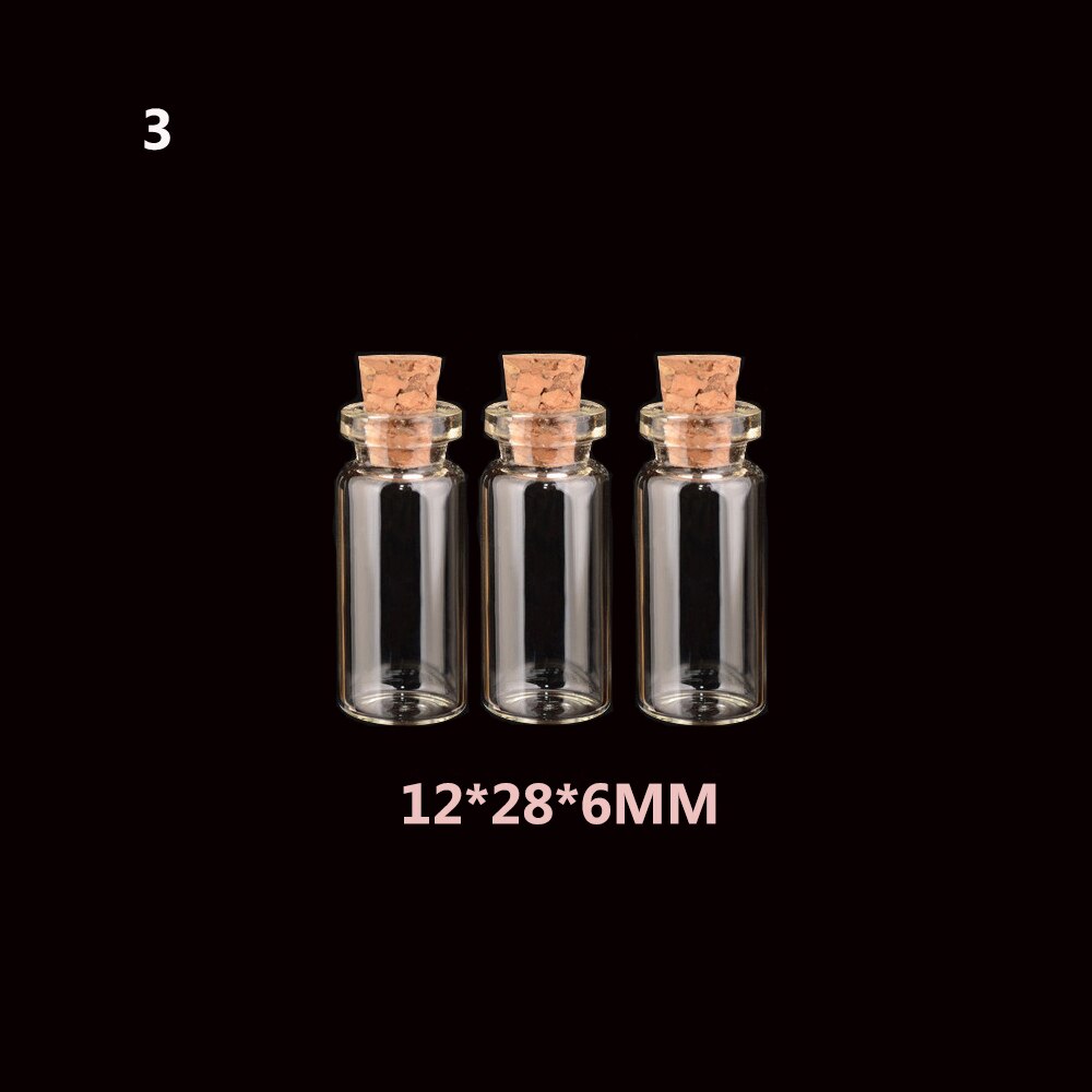 1/10 sztuk 2/3/10ml wyczyść fiolki szklane butelka wiadomości puste małe butelka życzeń z korek puste przezroczyste małe pojemniki: 12-28-6mm-3szt