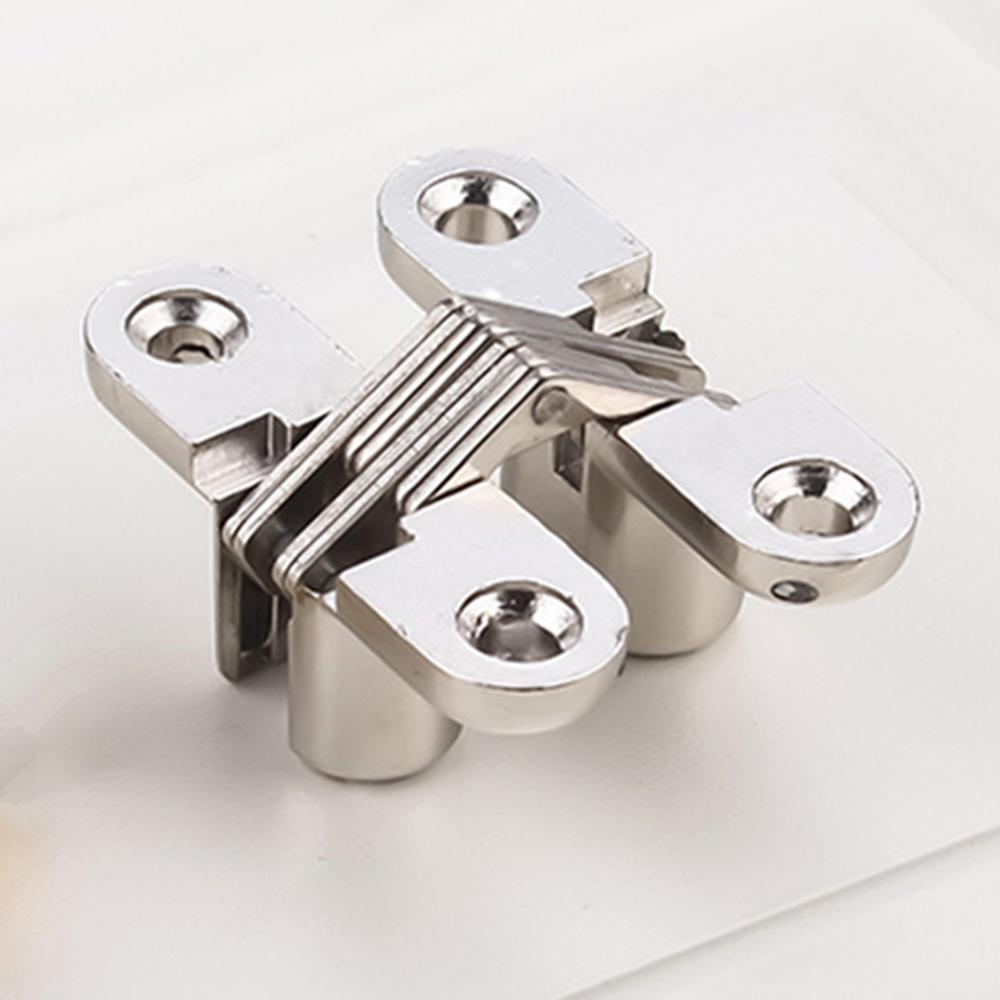 1 stücke Versteckte Scharniere 8x42MM unsichtbar Verdeckte Kreuz Tür Scharnier Lagerbier 180D Mit Schraube Für Falttür /fenster Möbel DIY: Silber-