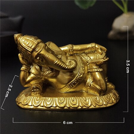 Gylden liggende ganesha buddha statue elefant gud skulptur ganesh figurer menneskeskabte sten hjem have dekoration buddha statuer: Guld
