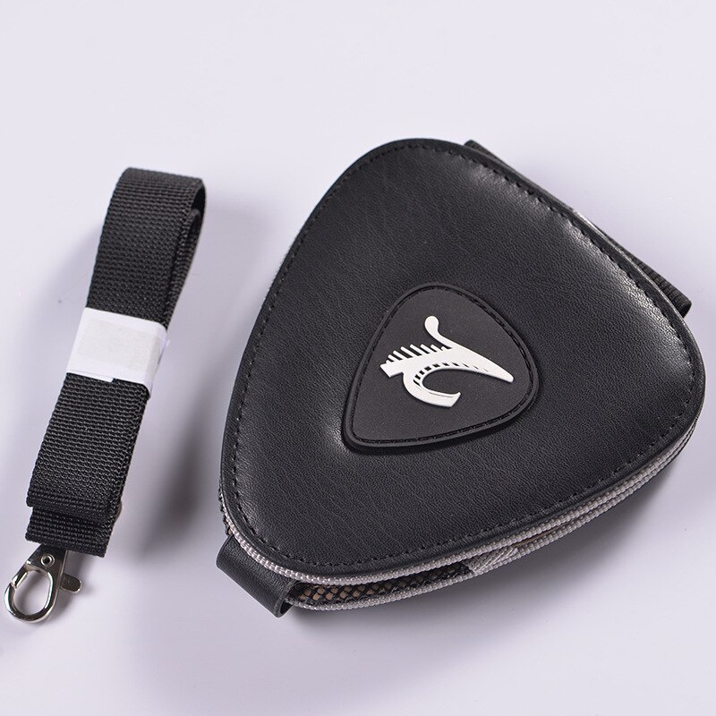 Porte-médiator pour guitare en cuir, 21 pièces, portefeuille, plectre électrique acoustique 0.46 0.71 0.96mm, mélange de noir, forme Triangle carré