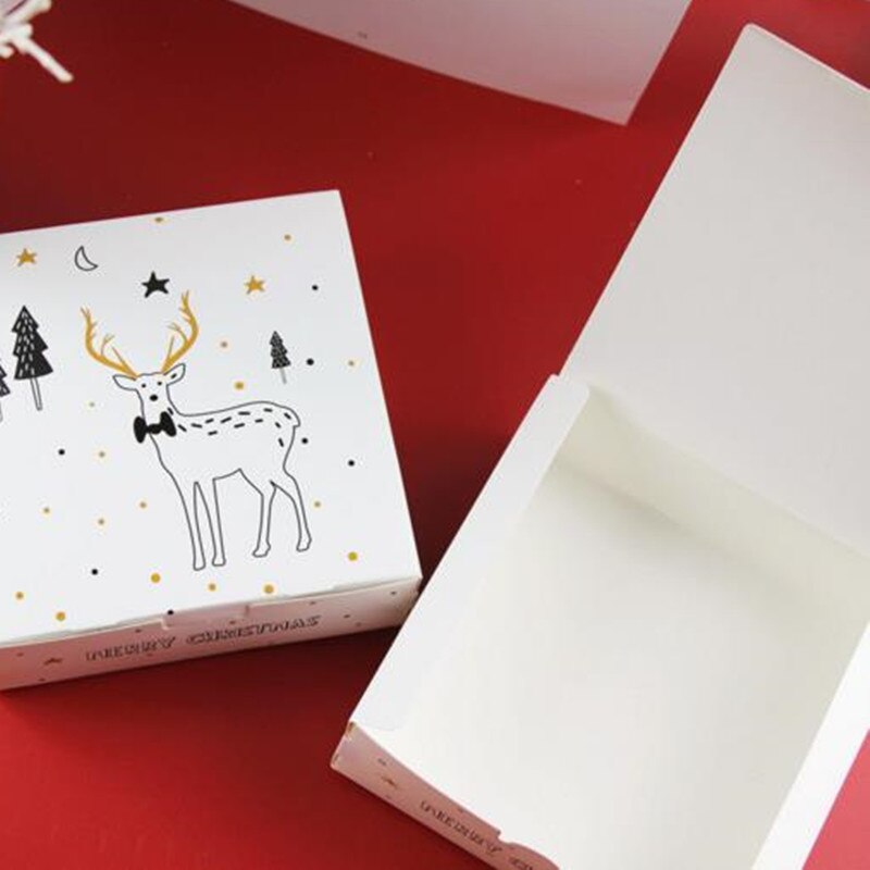 Boîtes à pour dragées de noël, emballages pour invités avec arbre de noël et cerf, sac pour noël, fête de nouvel an, 2 pièces
