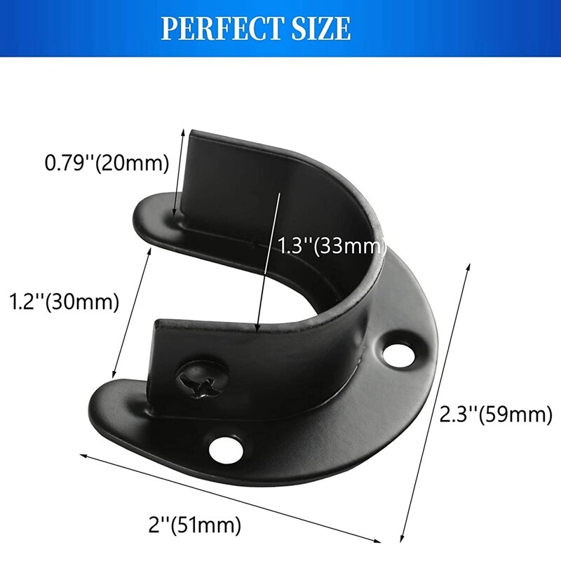 Closet Rod Brackets Closet Shower Rod Bracket Closet Rod Holders Closet Pole Sockets Closet Rod Supports (8 PCS)