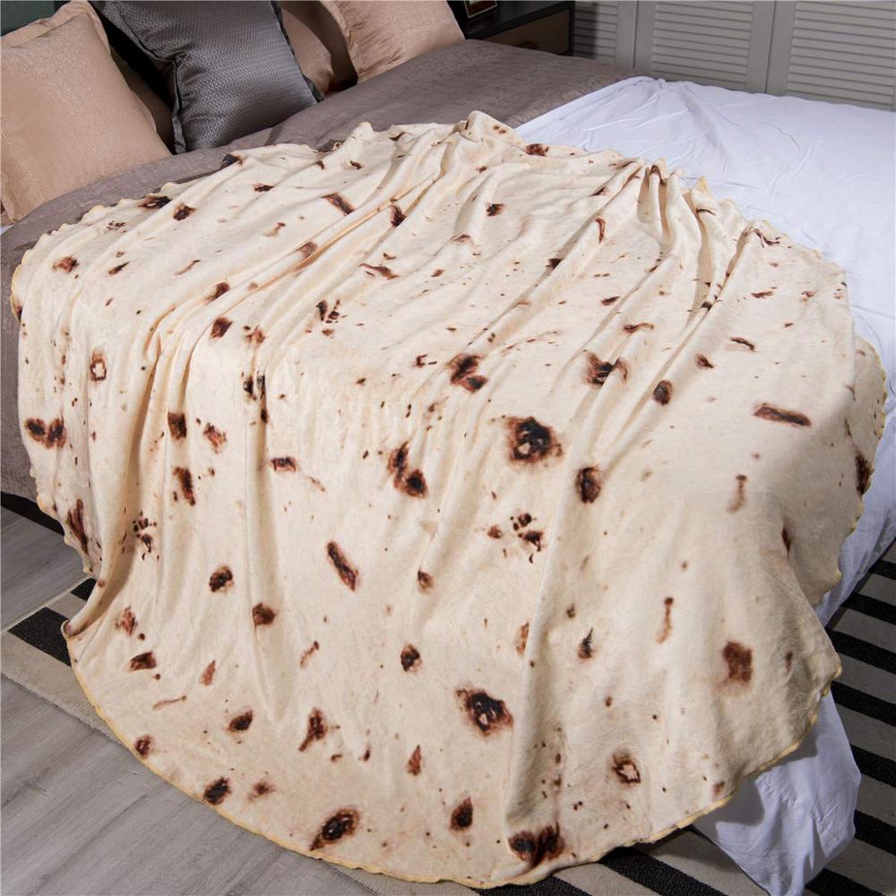 Burrito zawinąć nowość koc na łóźko sofa doskonale kreatywny prezent okrągły Tortilla piknik w domu dla dzieci nadające się robić noszenia mata ciepły miękki szal