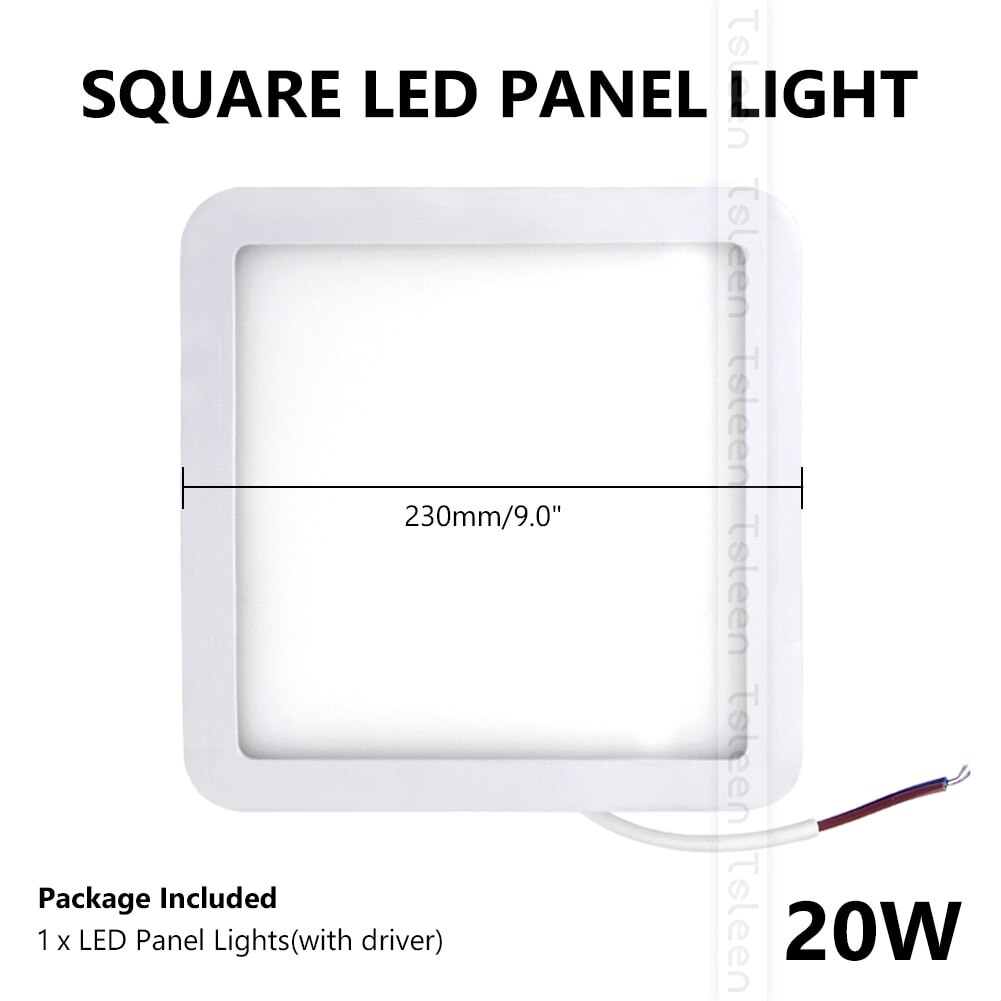 6W-20W LED Panel Light Ceiling Lights Round Square Cold White Natural Light LED Fixtures Ceiling Lamps For Living Room Lighting: Square 20W