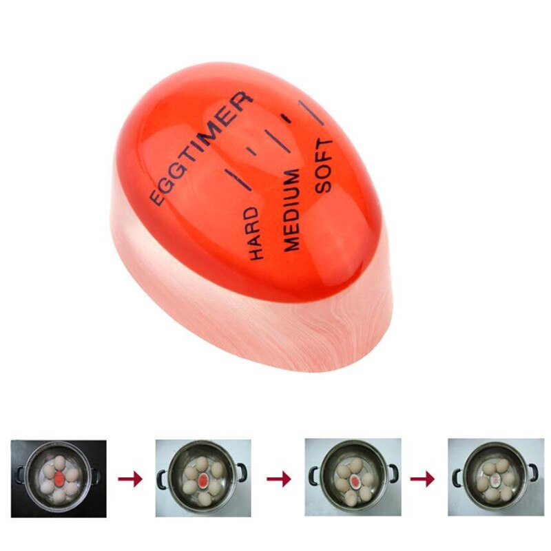 1pcs Egg Perfect Color Changing Timer Yummy Soft Hard Boiled Eggs Cooking Kitchen Eco-Friendly Resin Egg Timer Red timer tools