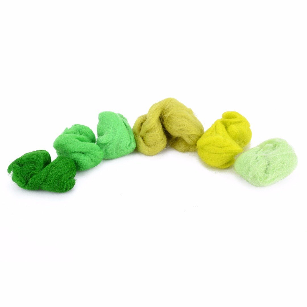 60G Diy Merino Woodland Groen Tinten Geverfd Wol Tops Roving Voor Naaldvilten 3 10 20 36 43 71