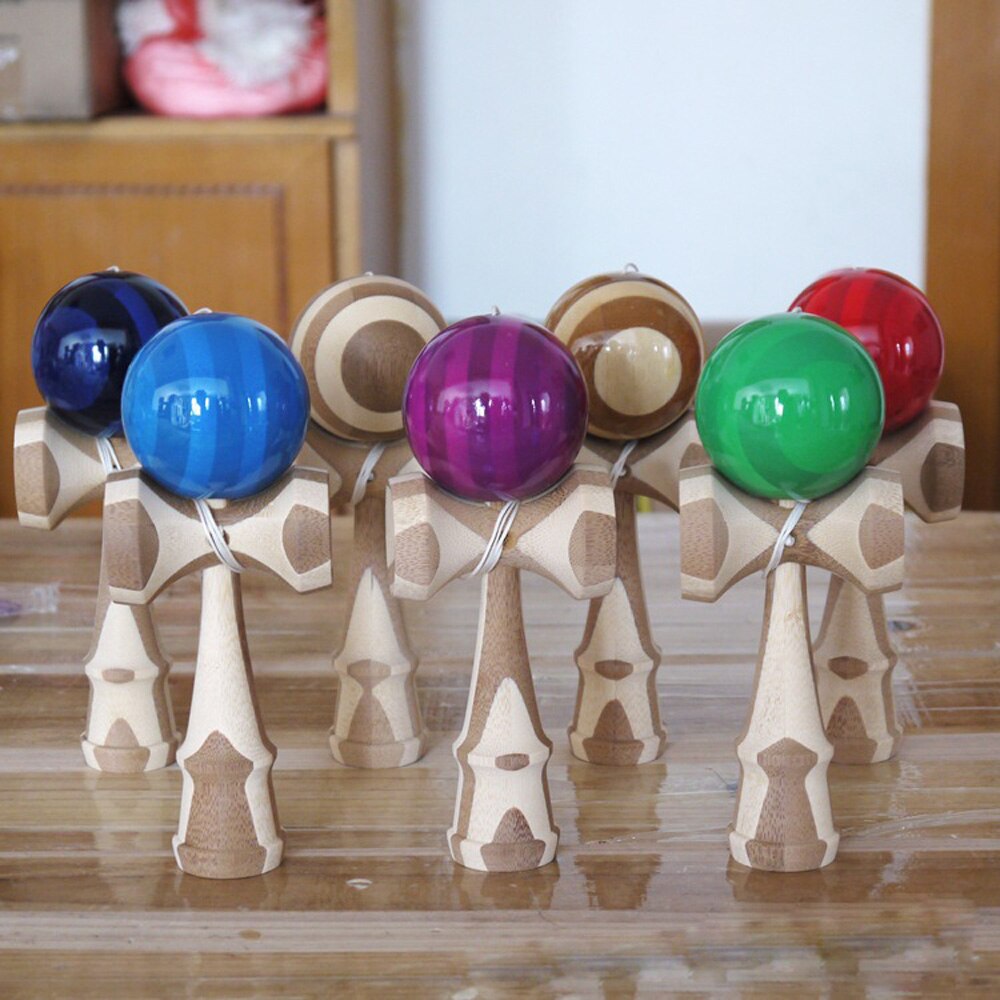 18.5cm bambus pu maling træ kendama bolde dygtig jumbo kendama snor udendørs jonglere spillebold legetøj til